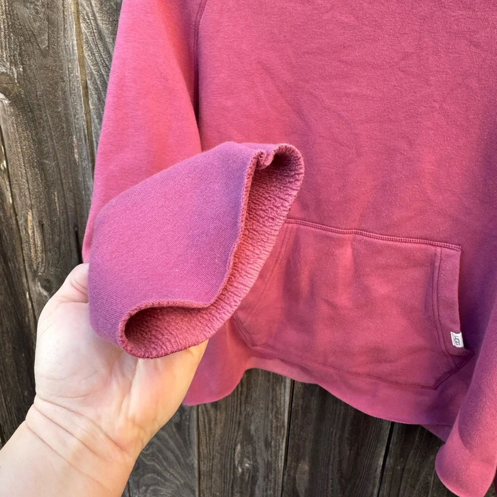 Ugg Hallidie Pinkish Red Crew Neck Short Pile Faux Fur Pullover size large - Picture 5 of 8